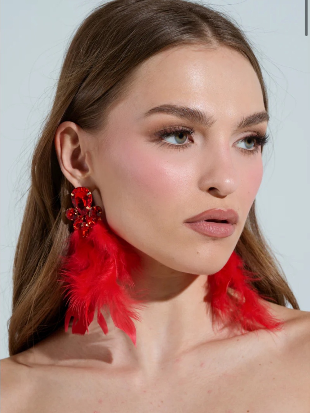 See Red Feather Earrings